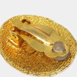 Chanel Oval Earrings Clip-On Gold