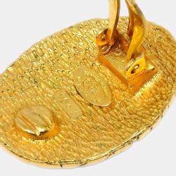 Chanel Oval Earrings Clip-On Gold