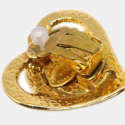 Chanel Gold Heart Earrings Clip-On