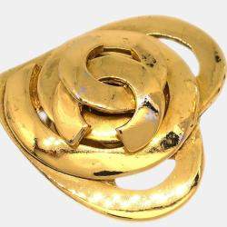Chanel Gold Heart Earrings Clip-On