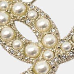Chanel CC Gold Plated Artifical Pearl Brooch Pin 