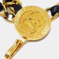 Chanel Medallion Gold Black Chain Belt 