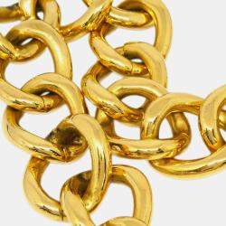Chanel Gold Plated Chain Pendant Necklace