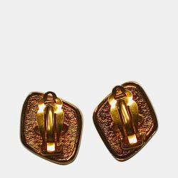 Chanel Vintage Matelasse Diamond Shape Clip-on Earrings