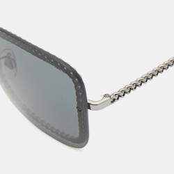 Chanel Dark Black Gradient 4244 CC Chain Embellished Square Sunglasses