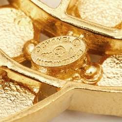 Chanel CC Crystals Gold Tone Brooch