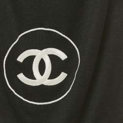 Pre Owned Chanel Black CC Embroidered Cashmere Blend Knit Scarf