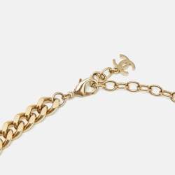 Pre Owned Chanel CC Crystals Gold Tone Necklace