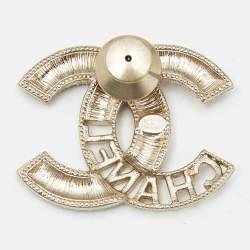 Pre Owned Chanel CC Crystals Gold Tone Pin Brooch