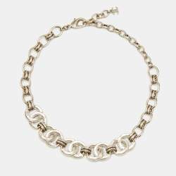 Pre Owned Chanel CC Multicolor Crystal Gold Tone Necklace