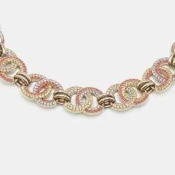 Pre Owned Chanel CC Multicolor Crystal Gold Tone Necklace