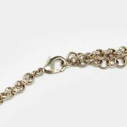 Pre Owned Chanel CC Enamel Crystal Embellished Faux Pearl Gold Tone Long Necklace