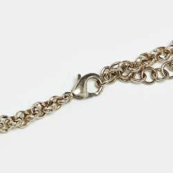 Pre Owned Chanel CC Enamel Crystal Embellished Faux Pearl Gold Tone Long Necklace