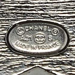 Pre Owned Chanel CC 'Forever' Crystals Gunmetal Tone Pin Brooch