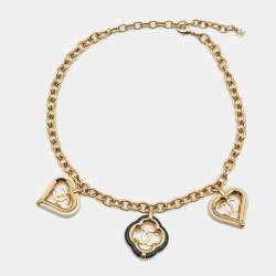 مملوكة مسبقًا Chanel CC Resin Gold Tone Necklace