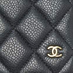 Pre Owned Chanel Black Quilted Caviar Leather iPhone X Case