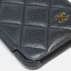 Pre Owned Chanel Black Quilted Caviar Leather iPhone X Case
