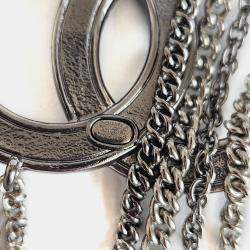 Pre Owned Chanel CC Multi Chain Silver Crystals Pin Brooch