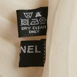 Pre Owned Chanel Off-White Silk Pleated Scarf 