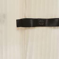 Pre Owned Chanel Off-White Silk Pleated Scarf 