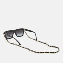 Pre Owned Chanel Black Gradient 71627 Chain Square Sunglasses