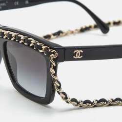 Pre Owned Chanel Black Gradient 71627 Chain Square Sunglasses