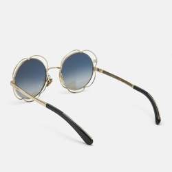 Pre Owned Chanel Black Gradient 71573 Camellia Round Sunglasses