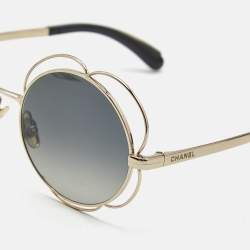 Pre Owned Chanel Black Gradient 71573 Camellia Round Sunglasses
