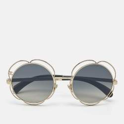 Pre Owned Chanel Black Gradient 71573 Camellia Round Sunglasses