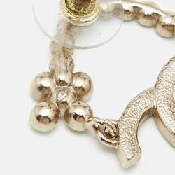 Pre Owned Chanel  CC Crystals Gold Tone Earrings