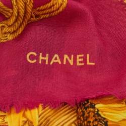 Pre Owned Chanel Vintage Multicolor Sunflower Silk Scarf 