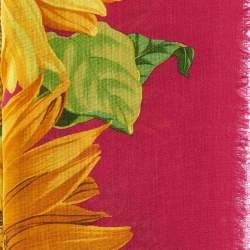 Pre Owned Chanel Vintage Multicolor Sunflower Silk Scarf 