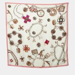 Pre Owned Chanel Multicolor CC Chain Link Print Silk Square Scarf