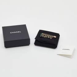 مملوكة مسبقًا Chanel Logo Multicolor Crystal Safety Pin Brooch 