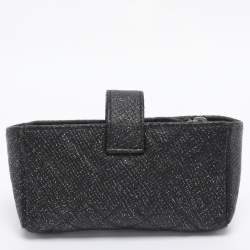 Pre Owned Chanel Black Shimmering Quilted Leather CC Phone Pouch