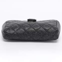 Pre Owned Chanel Black Shimmering Quilted Leather CC Phone Pouch