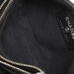 Pre Owned Chanel Black Shimmering Quilted Leather CC Phone Pouch