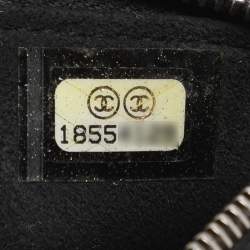 Pre Owned Chanel Black Shimmering Quilted Leather CC Phone Pouch