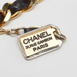 Pre Owned Chanel Black Leather 31. Rue Cambon Chain Link Buckle Belt 70CM