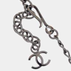 Pre Owned Chanel Mademoiselle CC  Silver Pearl Chain Pendant Necklace 