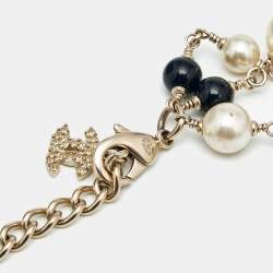 مملوكة مسبقًا Chanel CC Faux Pearl Beads Crystals Gold Tone 3 Layer Belt