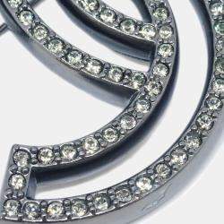 Pre Owned Chanel CC  Silver Rhinestone Pin Brooch 