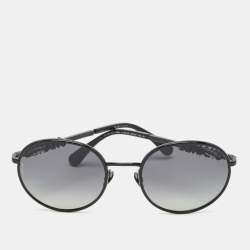 Pre Owned Chanel Black Gradient 4282 Logo Polarized Round Sunglasses