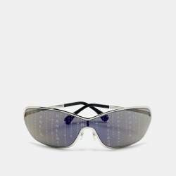 Pre Owned Chanel Black/Silver Tone 71212 Hologram Runaway Shield Sunglasses