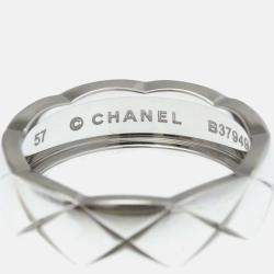 Pre Owned خاتم شانيل كوكو كرش مقاس متوسط ذهب أبيض 18 قيراط بدون أحجار فضي