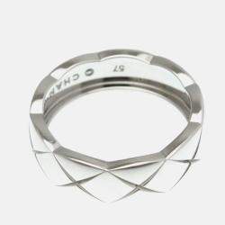 Pre Owned خاتم شانيل كوكو كرش مقاس متوسط ذهب أبيض 18 قيراط بدون أحجار فضي