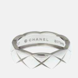 Pre Owned خاتم شانيل كوكو كرش مقاس متوسط ذهب أبيض 18 قيراط بدون أحجار فضي