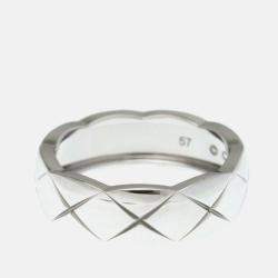 Pre Owned خاتم شانيل كوكو كرش مقاس متوسط ذهب أبيض 18 قيراط بدون أحجار فضي