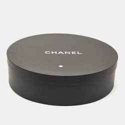 Pre Owned Chanel Black CC Straw Wide Sun Hat M