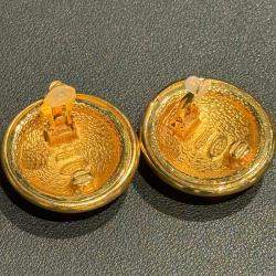 Pre Owned Chanel 93P Round Mirror CC Clip on Earrings